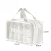 A white plastic washbag with a clear window for separating dry and wet items, shown from the top.