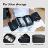Various types of partition storage bags including waterproof mesh and quick zipper bags shown in use.