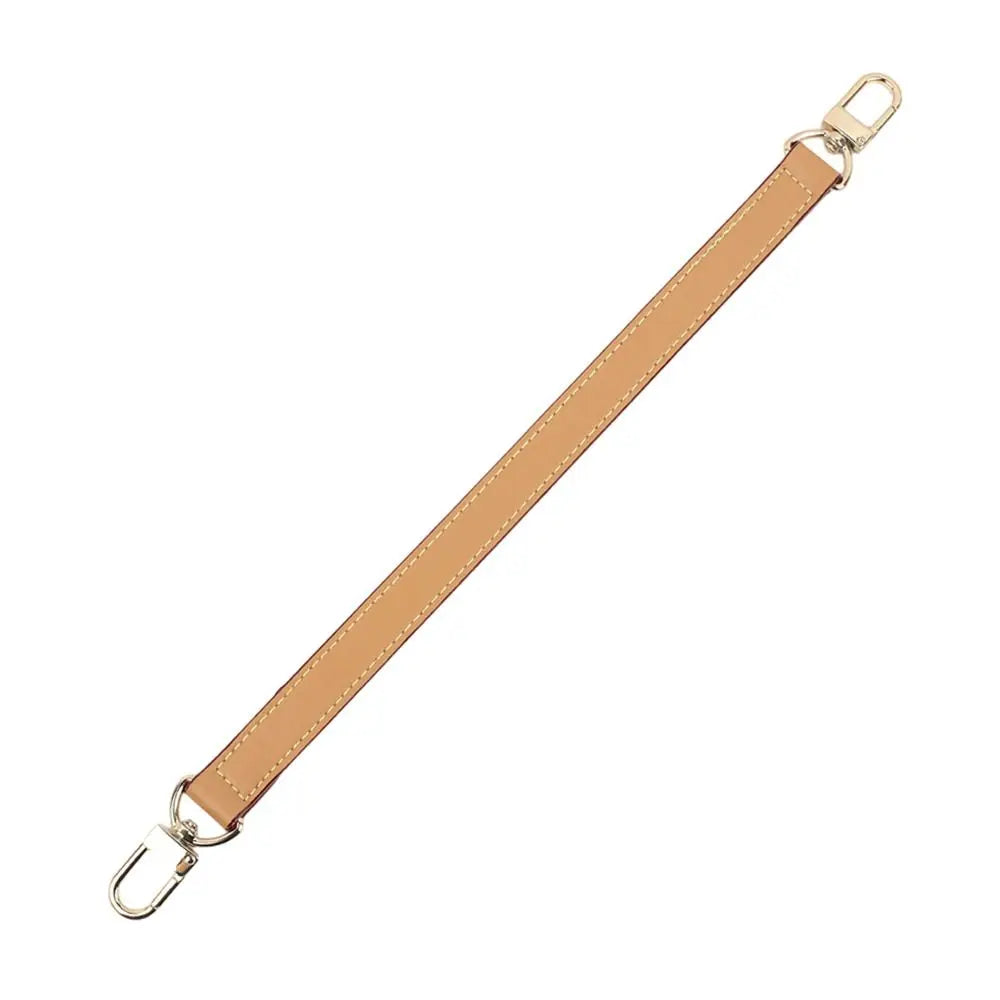 Tan genuine leather replacement shoulder strap with metal hardware for handbags