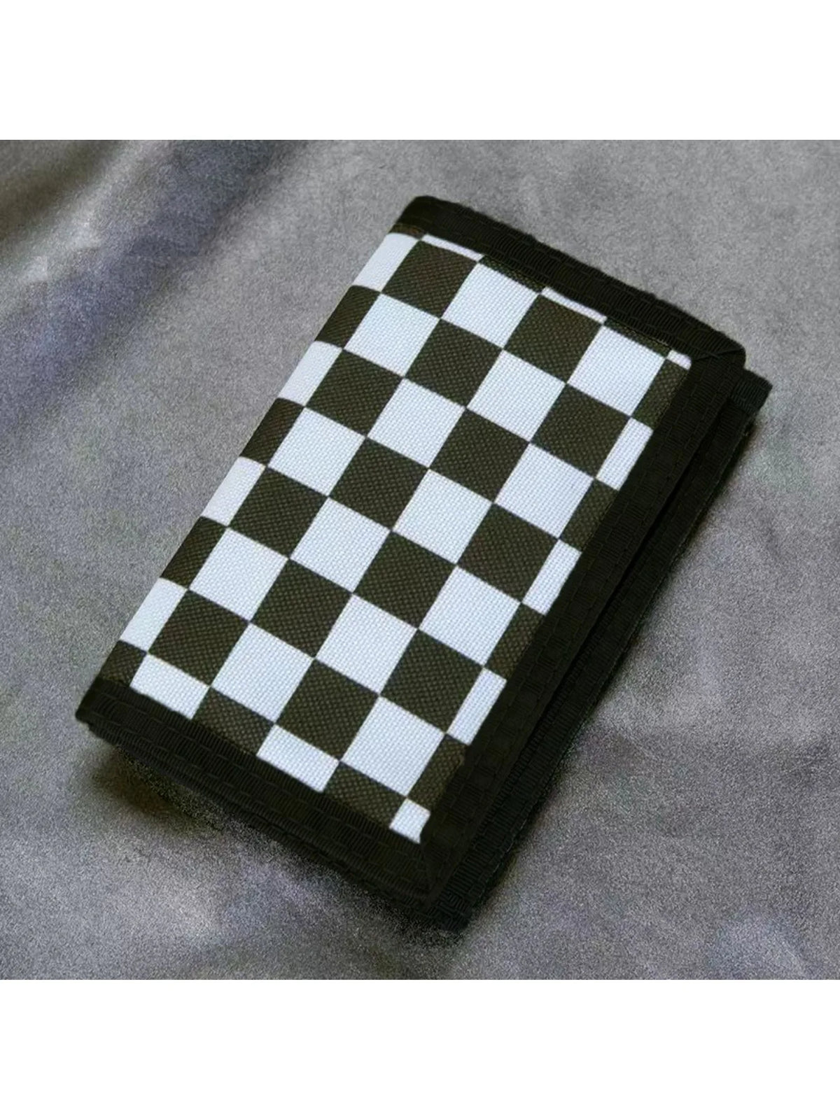 Fold Over Checkered Print Wallet