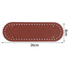 Oval brown PU leather bag base with pre-punched holes for crochet and knitting