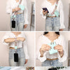 A collection of various hands-free phone lanyards and leather wallets in different colors and patterns.