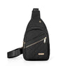 Sac bandoulière noir matelassé avec poche zippée et sangle réglable