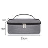 A gray insulated mini lunch bag with a handle, measuring 16cm high and 25cm long.