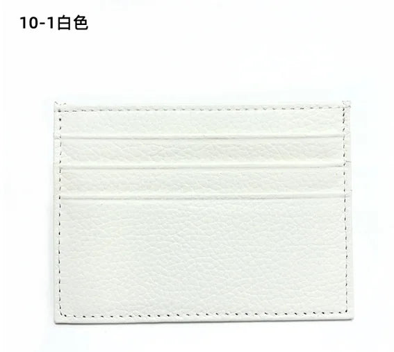 Weißes, echtes Kuhleder-Ausweis-Wallet mit gestickten Kanten