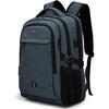 A dark gray men's premium laptop backpack with black accents and padded straps.