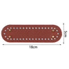 Oval reddish-brown PU leather bag base with pre-punched holes for crochet and knitting