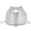 Bolso cruz con cordón de pedrería plateada y cadena texturizada