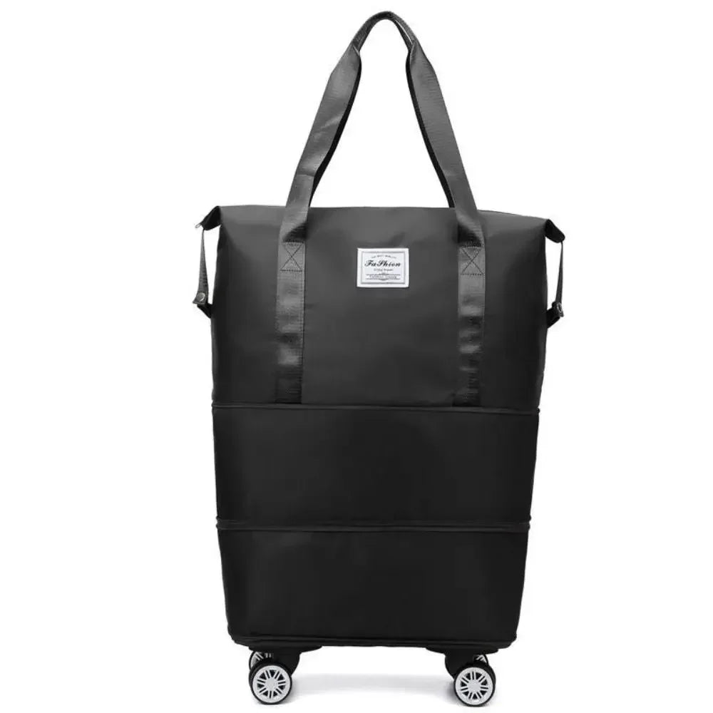 Pochette de voyage noire extensible multi-usage avec poignées et roues