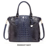 Dunkelblaue Krokodilmuster-Top Tasche mit Riemen