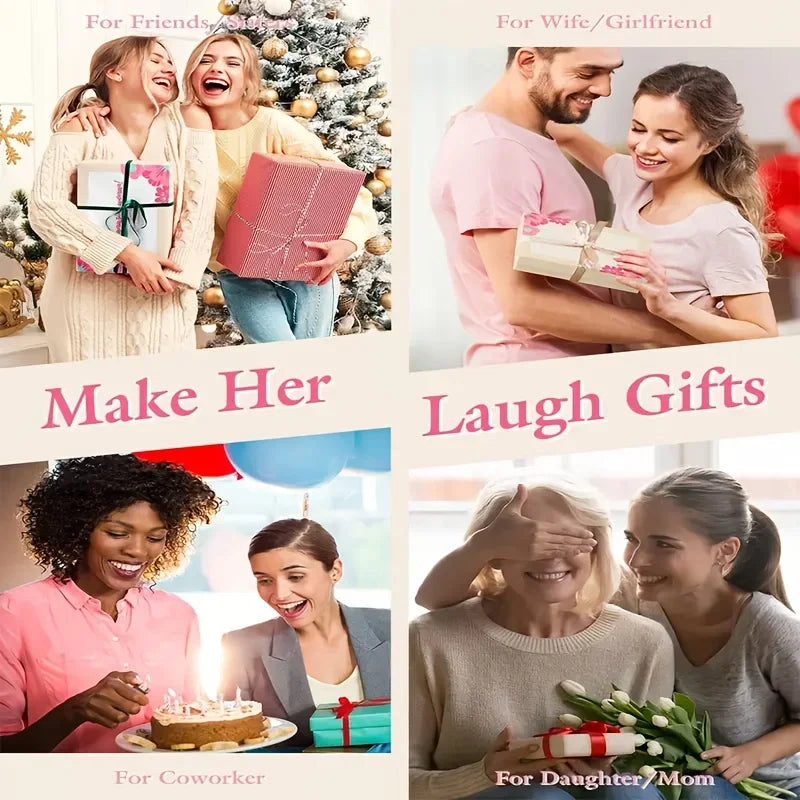 A collage of images showing gift ideas for friends, wife/girlfriend, coworkers, and daughters/mom, featuring makeup bags and 
