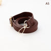A brown PU leather strap for a crossbody bag, shown coiled and with a metal clasp.