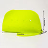 Bright lime green silicone coin pouch with drainage holes shown from the side.