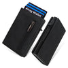 A black minimalist magnetic wallet is shown next to a blue card labeled Airag Wallet.