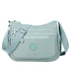 A light gray waterproof nylon crossbody shoulder bag with a zipper and strap.