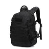 Black tactical waterproof backpack with adjustable straps and webbing.