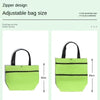 Lime green folding shopping bag with black trim and adjustable size.