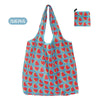 A blue reusable eco tote shopping bag featuring a pattern of red watermelon slices.