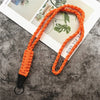 Orange hand-woven nylon lanyard with a metal hook displayed on a white background.