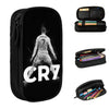 Black zippered pencil case featuring a Cristiano Ronaldo graphic on the front