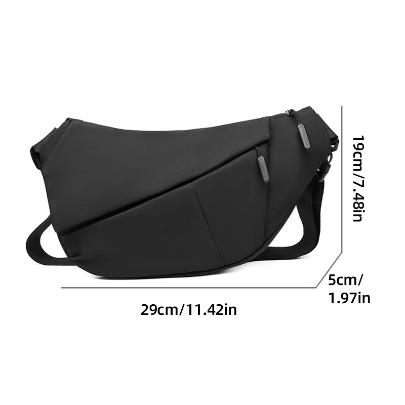 Black women's casual PU chest bag designed for daily use with adjustable straps.