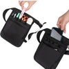 A black nurse organizer belt waist bag is shown with various tools and a smartphone inside.