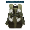 Olive green tactical waterproof backpack with breathable mesh and padded straps