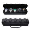 Black leather watch organizer travel case with six slots displaying various watches