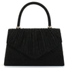 Black pleated lightweight crossbody evening bag with gold hardware