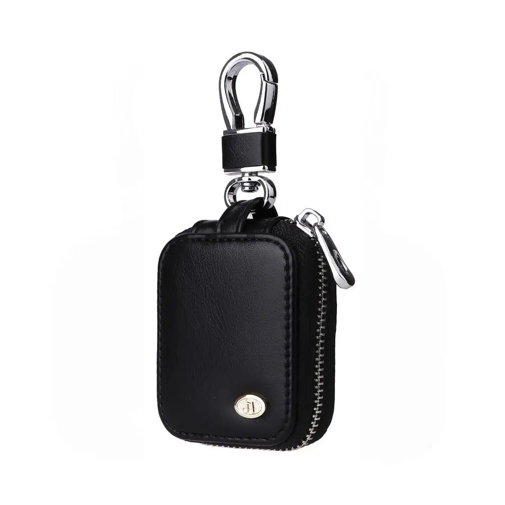 Black universal anti-loss protective case for earphones with a silver clasp.