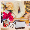 Elegant PU leather travel cosmetic organizer bag shown with various gift ideas.