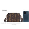 A brown fashion crossbody shoulder bag with gold hardware shown next to an iPhone.