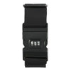 Black adjustable luggage strap with a combination lock feature.