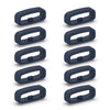A set of silicone watch strap retainer rings in dark blue or black.