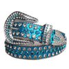 Silver and blue rhinestone decorative Western buckle belt for jeans and accessories