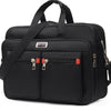 Black men's durable oxford briefcase with two zippered compartments and carrying straps