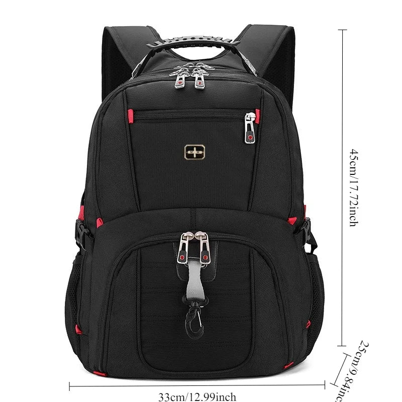 Black durable waterproof laptop backpack with adjustable straps and buckles