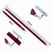 A maroon canvas cotton bag strap with metal hooks shown in various lengths and close-up views.