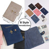 A collection of B style passport and ID holder covers in various colors including brown, pink, black, and blue.