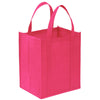 A bright pink reusable eco-friendly tote bag with handles.