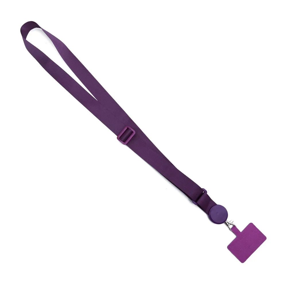 Purple universal adjustable phone lanyard with a neck strap