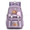 A purple canvas backpack featuring a cute capybara print and purple accents.