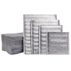 Stack of silver insulated thermal food delivery bags with aluminum foil lining