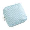 Light blue and white striped multi-functional storage pouch
