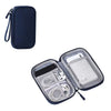 A dark blue waterproof cable organizer storage bag with a clear mesh interior showing various cables and wires.