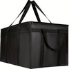 Black extra-large foldable insulated food bag with handles and straps