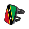 A black adjustable PU waist pouch featuring a vibrant flag design with red, yellow, and green stripes and white stars.