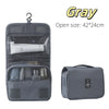 Gray waterproof makeup organizer and travel pouch with multiple compartments