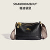 Black Shanddaishu luxury PU leather crossbody handbag with gold hardware