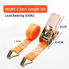 Orange heavy-duty ratchet strap with 2.5cm width and 3m length for secure tie-downs